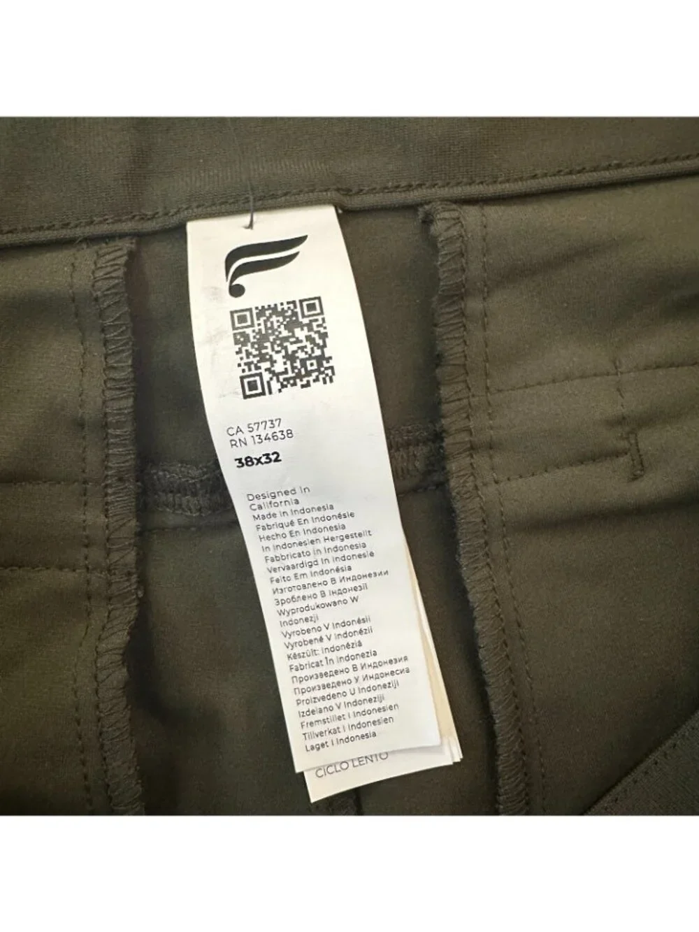 NWT Fabletics Slacks Pants Trousers Olive Green Men's size 38x29